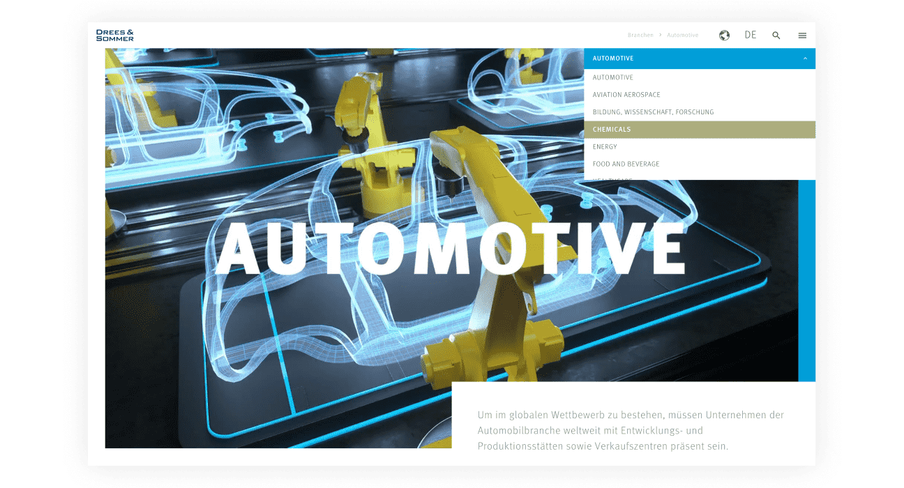 Modern website design tailored for automotive industry